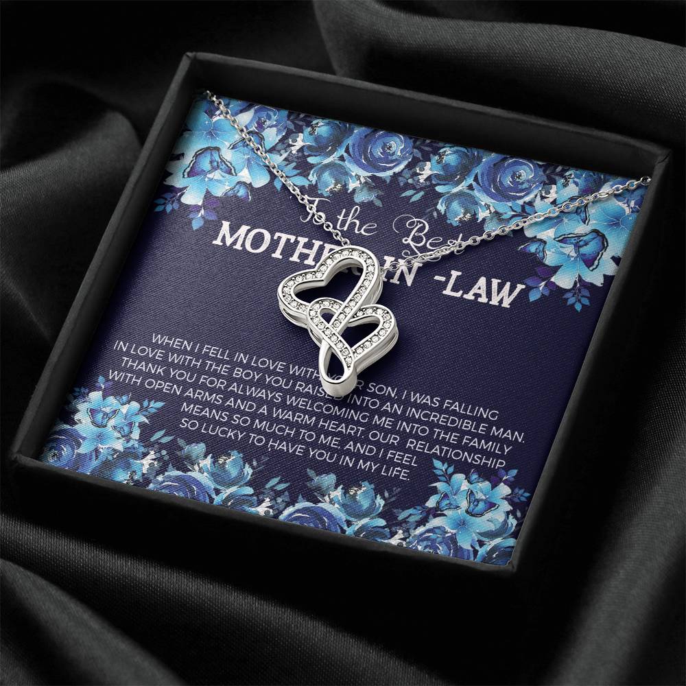 To The Best Mother In Law Double Hearts Necklace