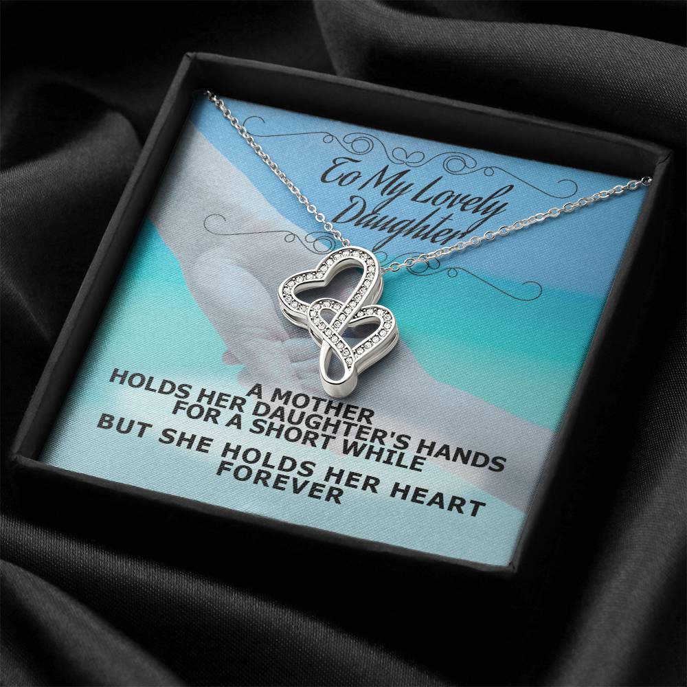 Mom - Daughter Connected Hearts Necklace Double Hearts Necklace