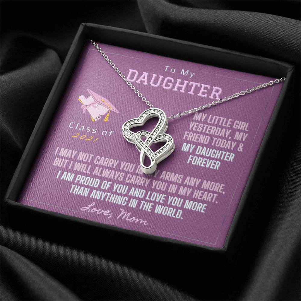 Daughters Graduation Necklace 2 Double Hearts Necklace