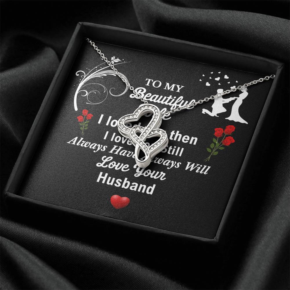 Heart Necklace - Husband To Wife Gift - Wife Necklace Gift - Anniversary Gift For Wife - Wife Necklace - Sentimental G Double Hearts Necklace