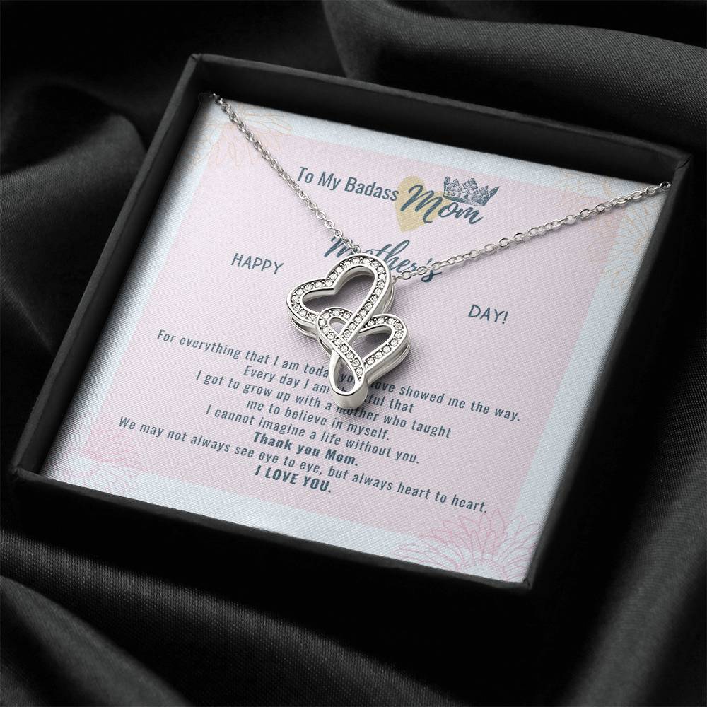 To My Badass Mom On Mother's Day Double Hearts Necklace