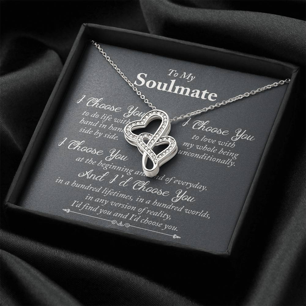 To My Soulmate Necklace Gift For Her Girlfriend Wife Gift Heart Necklace Soulmate Gift Anniversary Valentines Day Birt 1 Double Hearts Necklace