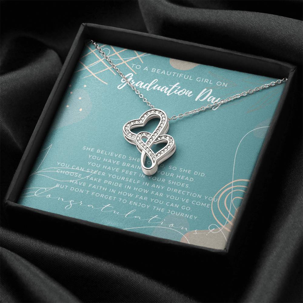 Graduation Gift Necklace Graduation Gift For Her College Graduation Gift For Her High School Senior Graduation Class O Double Hearts Necklace