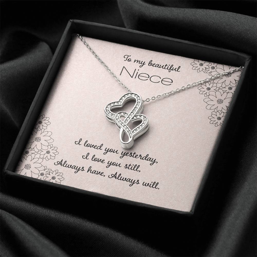 To My Beautiful Niece Double Hearts Necklace