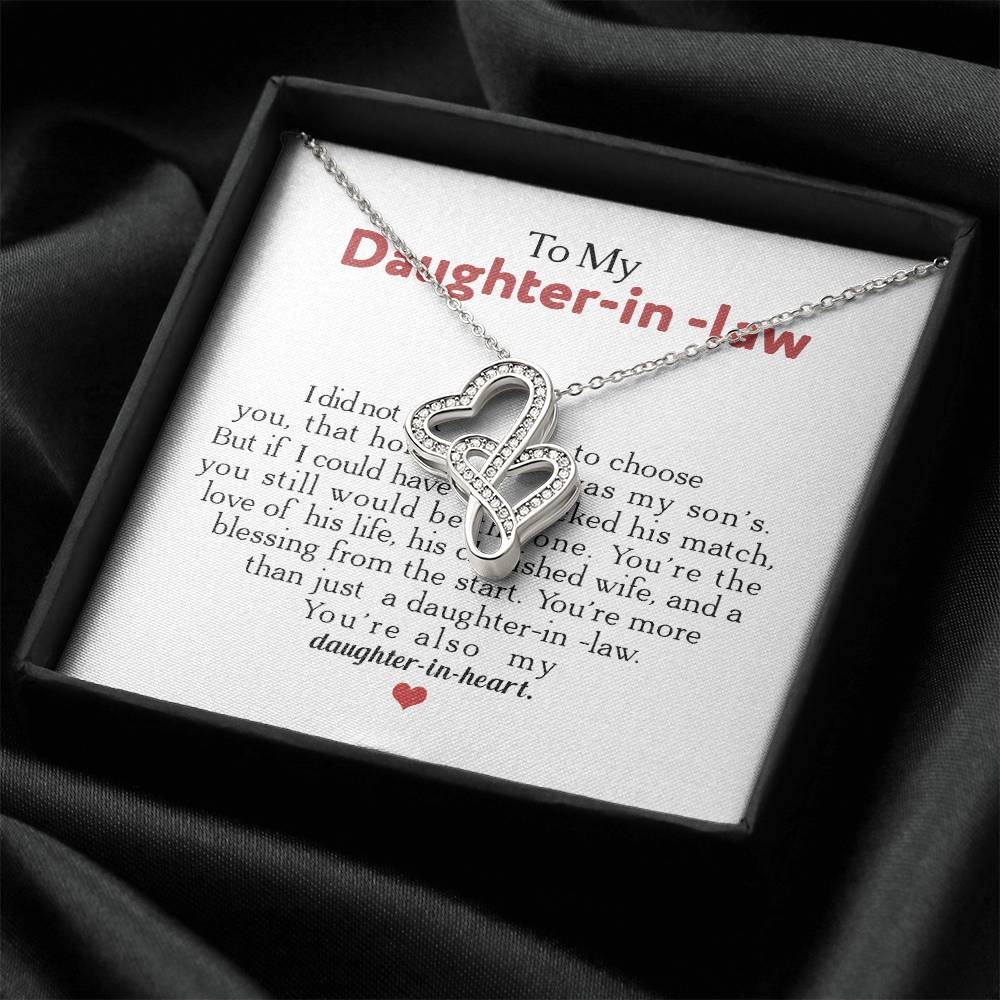To My Daughter-In-Law You're Also My Daughter In Heart 1 Double Hearts Necklace