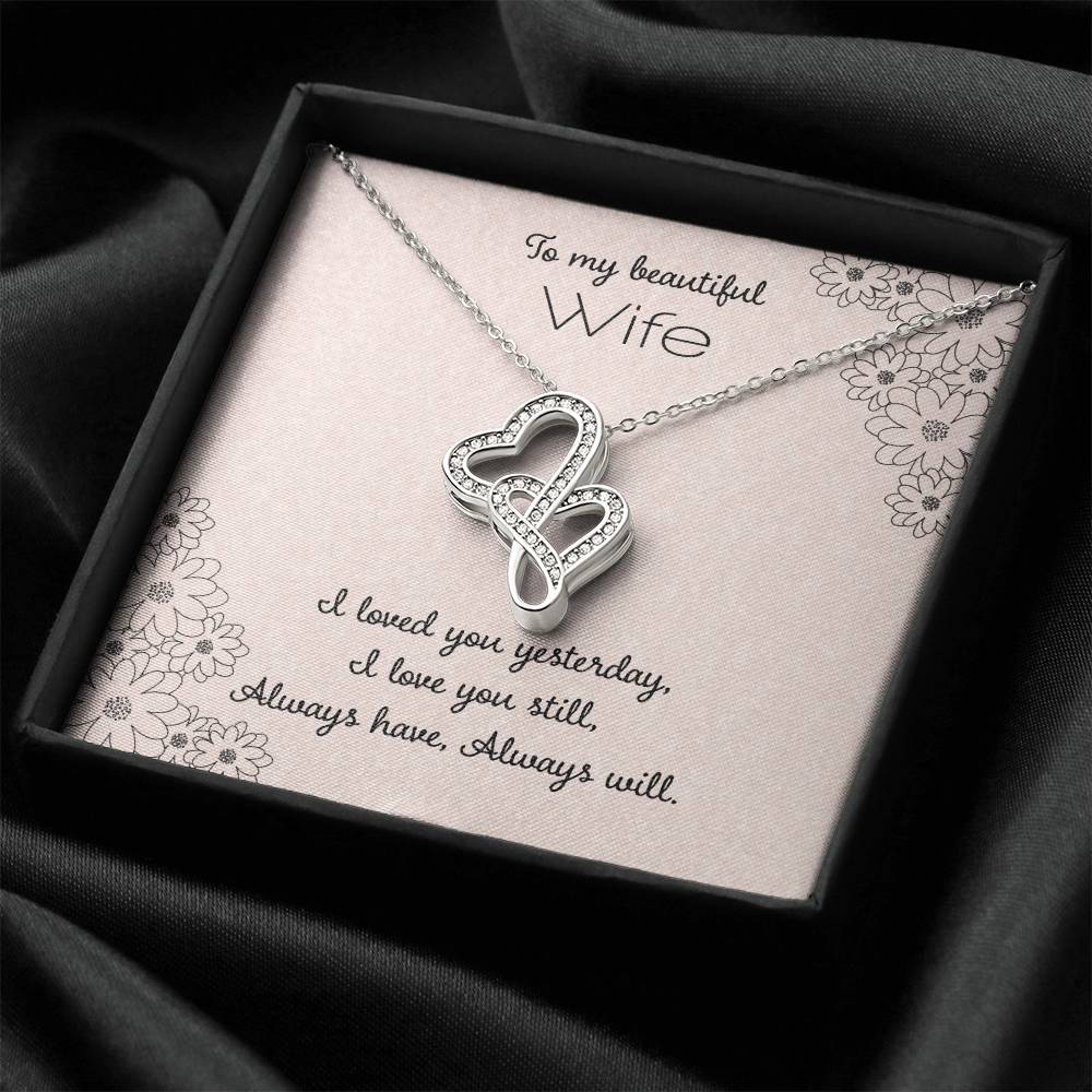 To My Beautiful Wife 2 Double Hearts Necklace