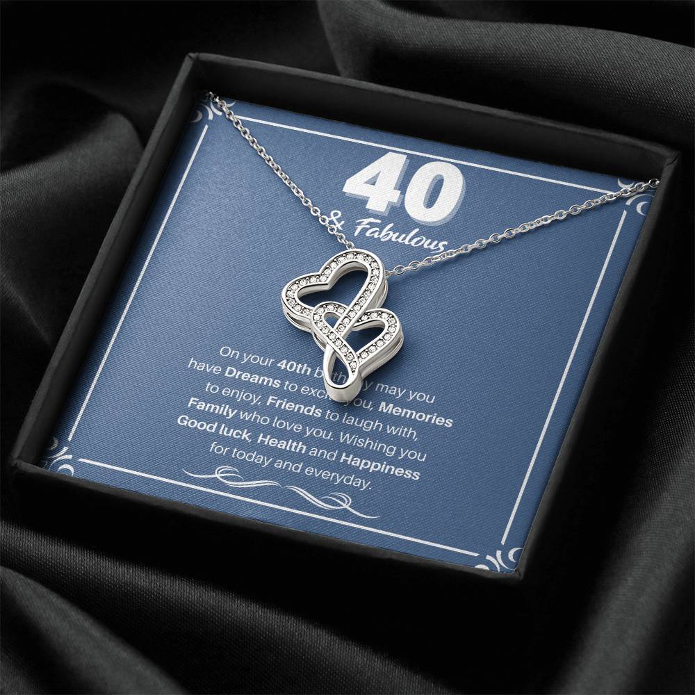 Happy 40Th Birthday Double Heart Necklace Double Hearts Necklace