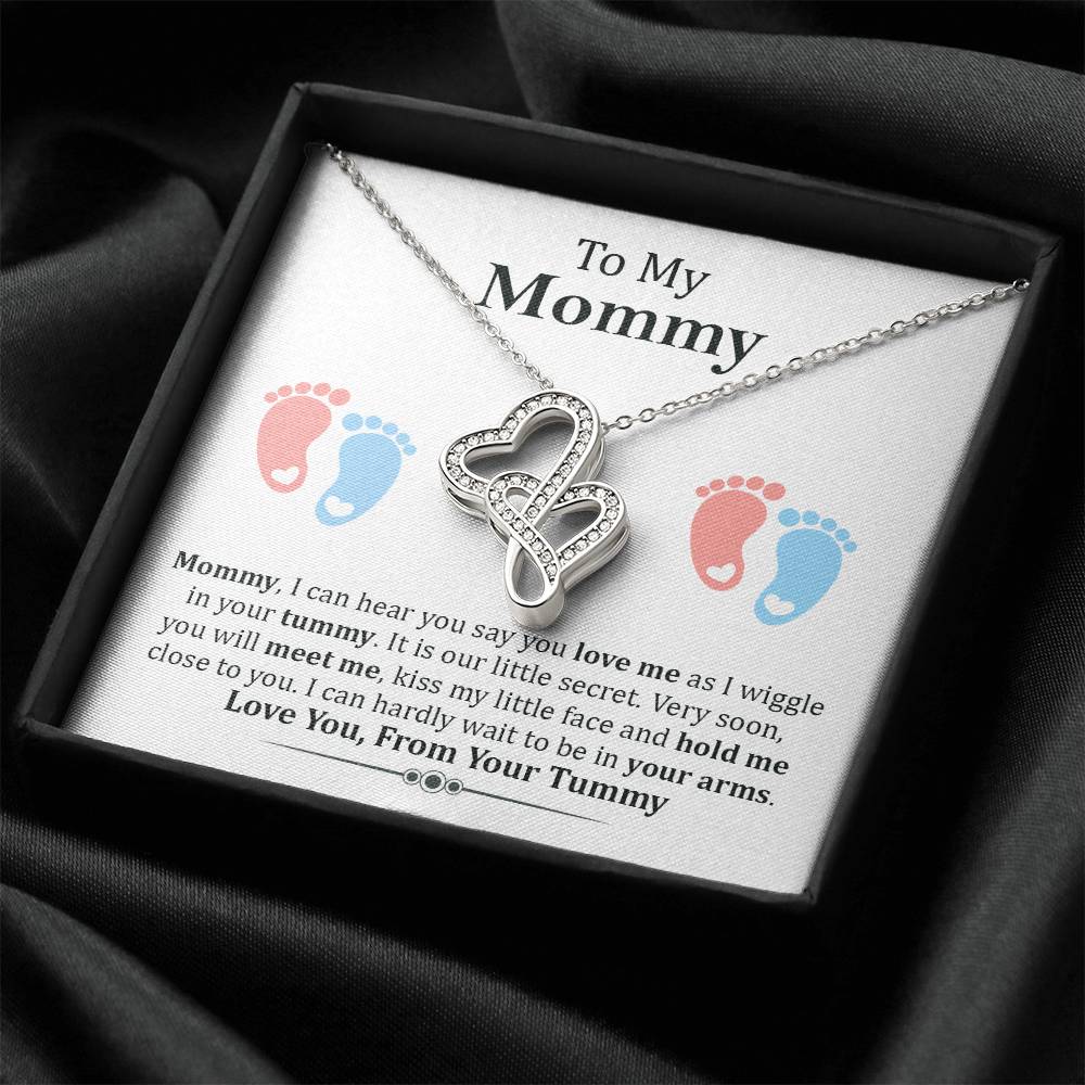 Love You From Your Tummy Double Hearts Necklace