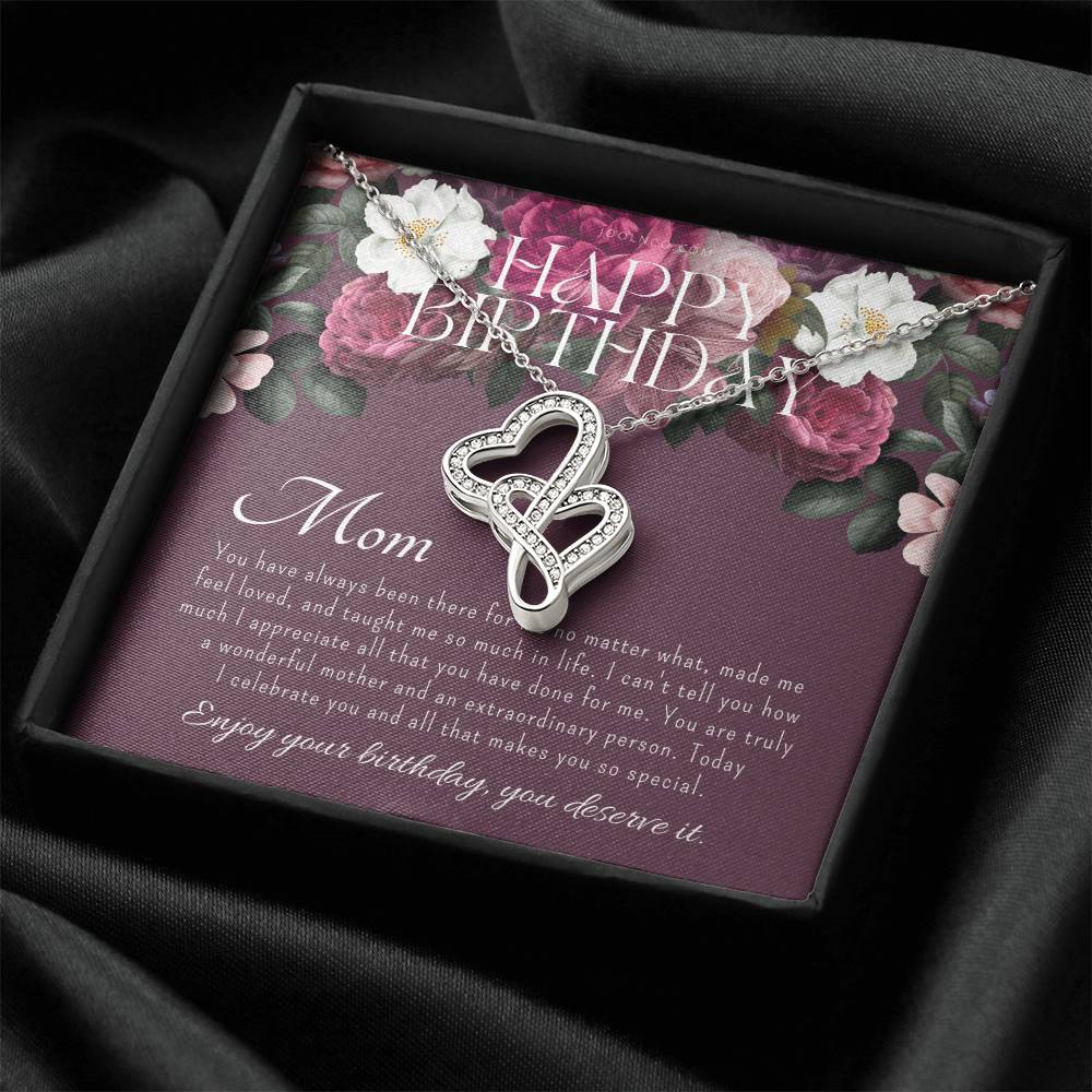Mother's Birthday Gift Necklace For Mom's Birthday Elegant Gift For Mom From Daughter & Son Best Mom Gift Message C Double Hearts Necklace