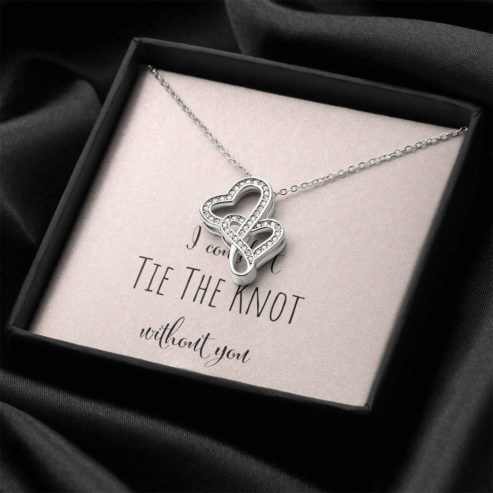 I Can't Tie The Knot Without You - Pink Double Hearts Necklace