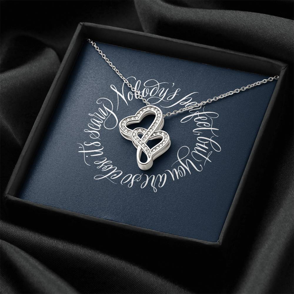 With Calligraphic Card Anniversary Valentine'S Day Gift For Her Double Hearts Necklace