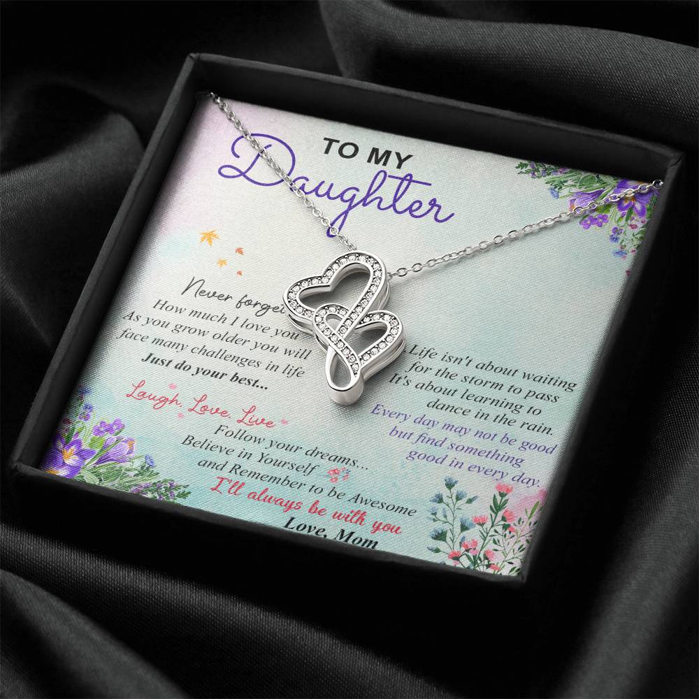 To My Daughter - 5 Double Hearts Necklace