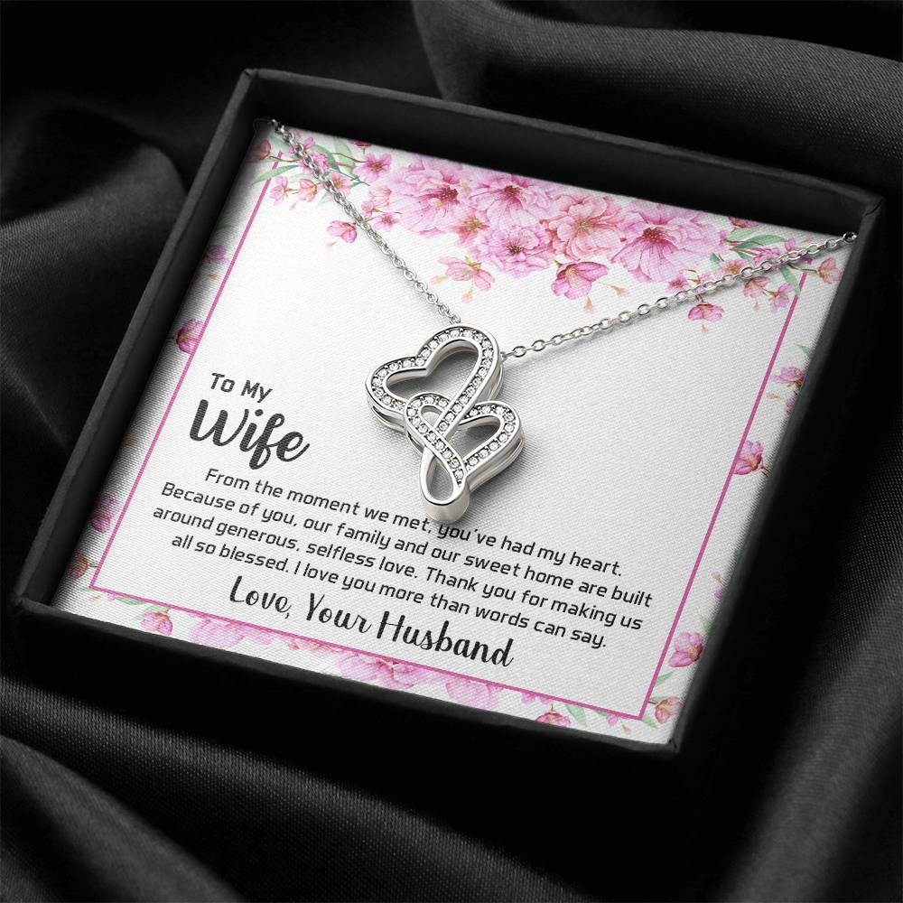 To My Wife - 2 Double Hearts Necklace