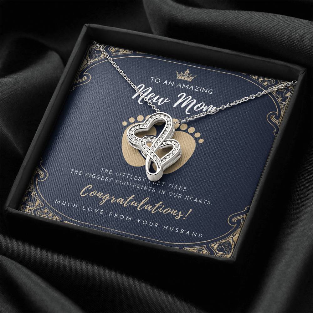 Gift For Pregnant Wife Mom To Be Gift New Mommy Necklace To Mommy To Be New Mom Jewelry B Double Hearts Necklace