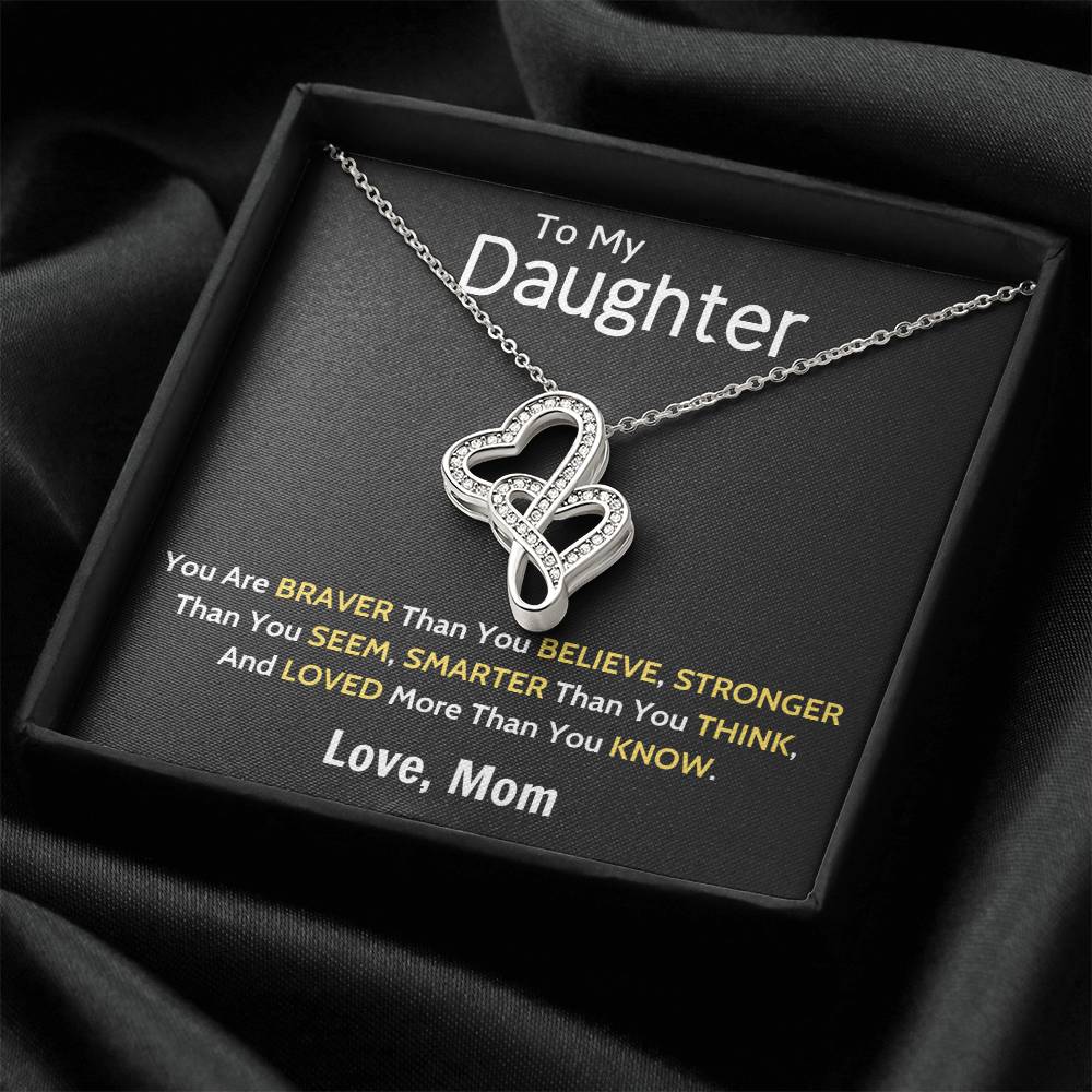 Daughter Gift Necklace Daughter Birthday Gift Gift For Daughter Daughter Jewelry 17 Double Hearts Necklace