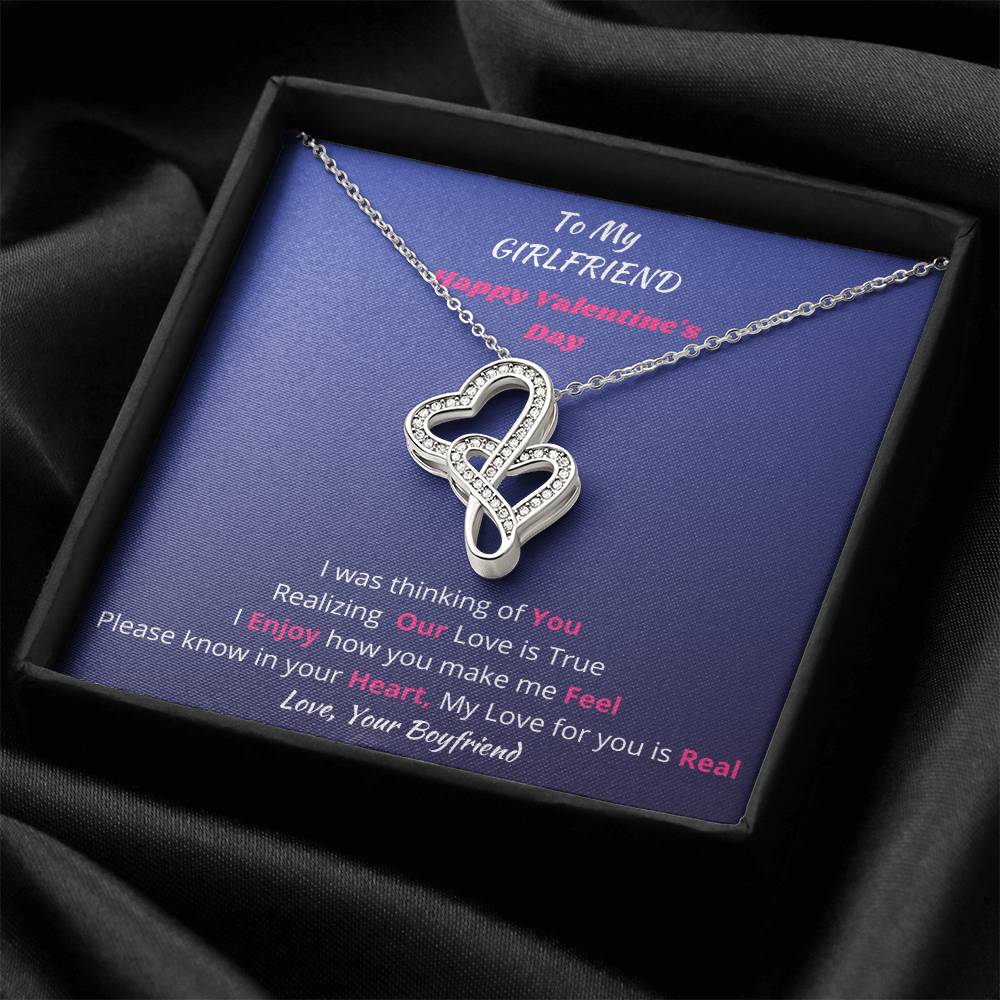 To My Girlfriend - Double Heart Necklace Double Hearts Necklace