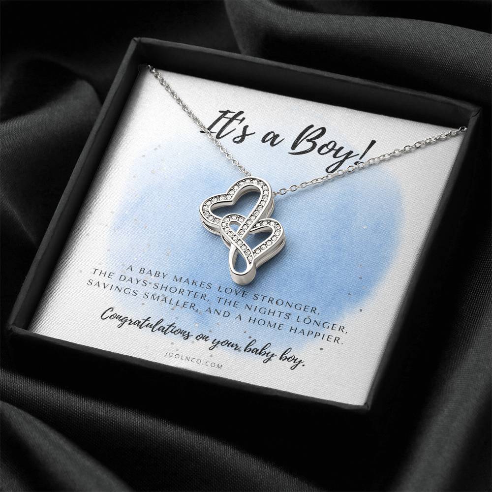 It's A Boy Necklace Gift For Mom Baby Boy Congratulations Baby Boy Shower Gift For Mom New Mom Necklace New Mom Gi 1 Double Hearts Necklace