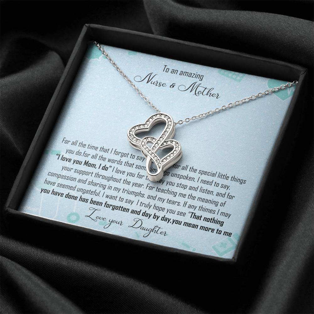 Nurse Mom Gift Double Heart Necklace Gift For Nurse Mother Double Hearts Necklace