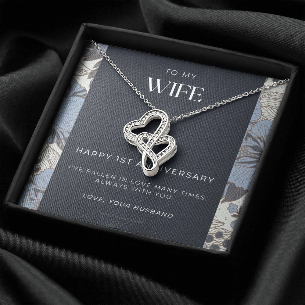 1 Year Anniversary Gift For Wife 1 Year Anniversary Gifts 1 Year Wedding Anniversary Gift Ideas 1St Wedding Anniver 1 Double Hearts Necklace