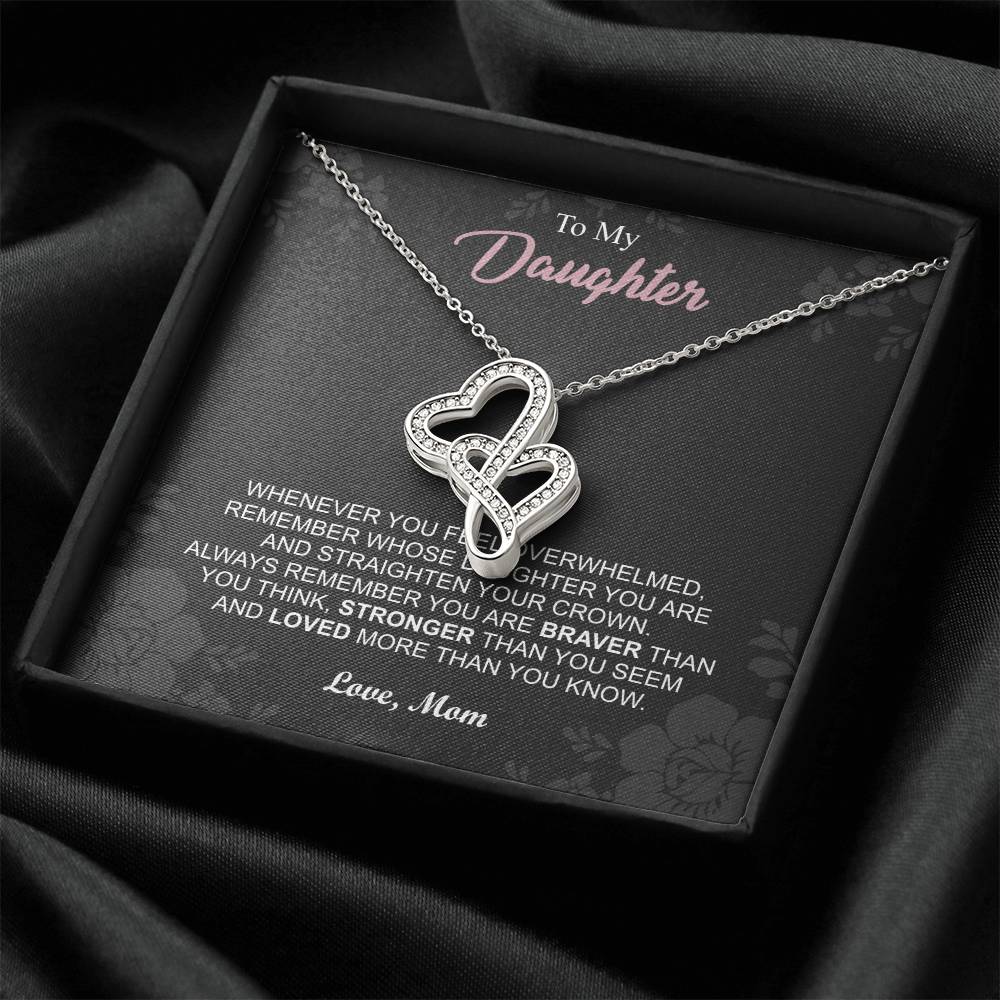 To My Daughter Necklace - Mom To Daughter Double Heart Necklace Gift - Mom And Daughter Always Remember Gift From Mom 6 Double Hearts Necklace