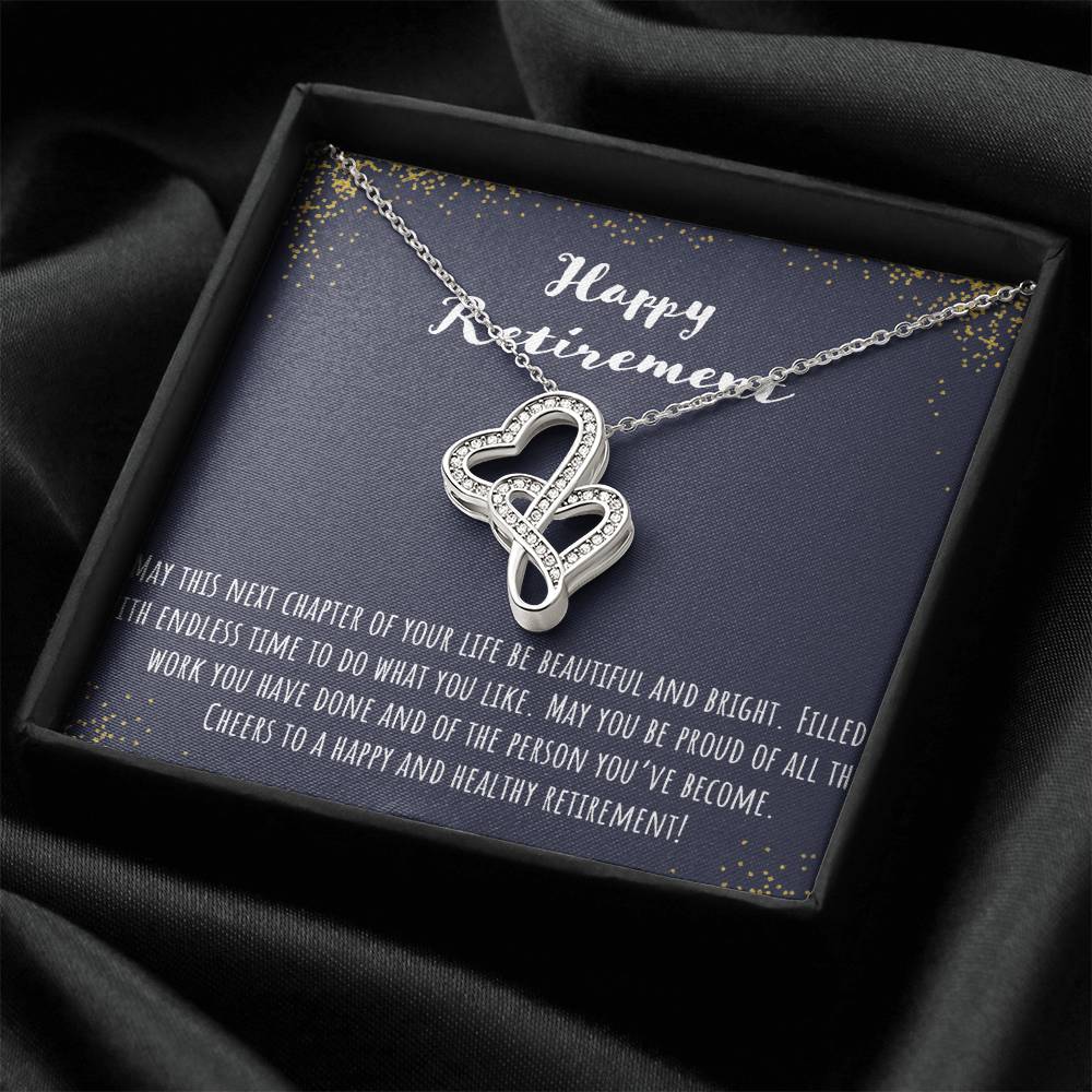 Happy Retirement Double Hearts Necklace