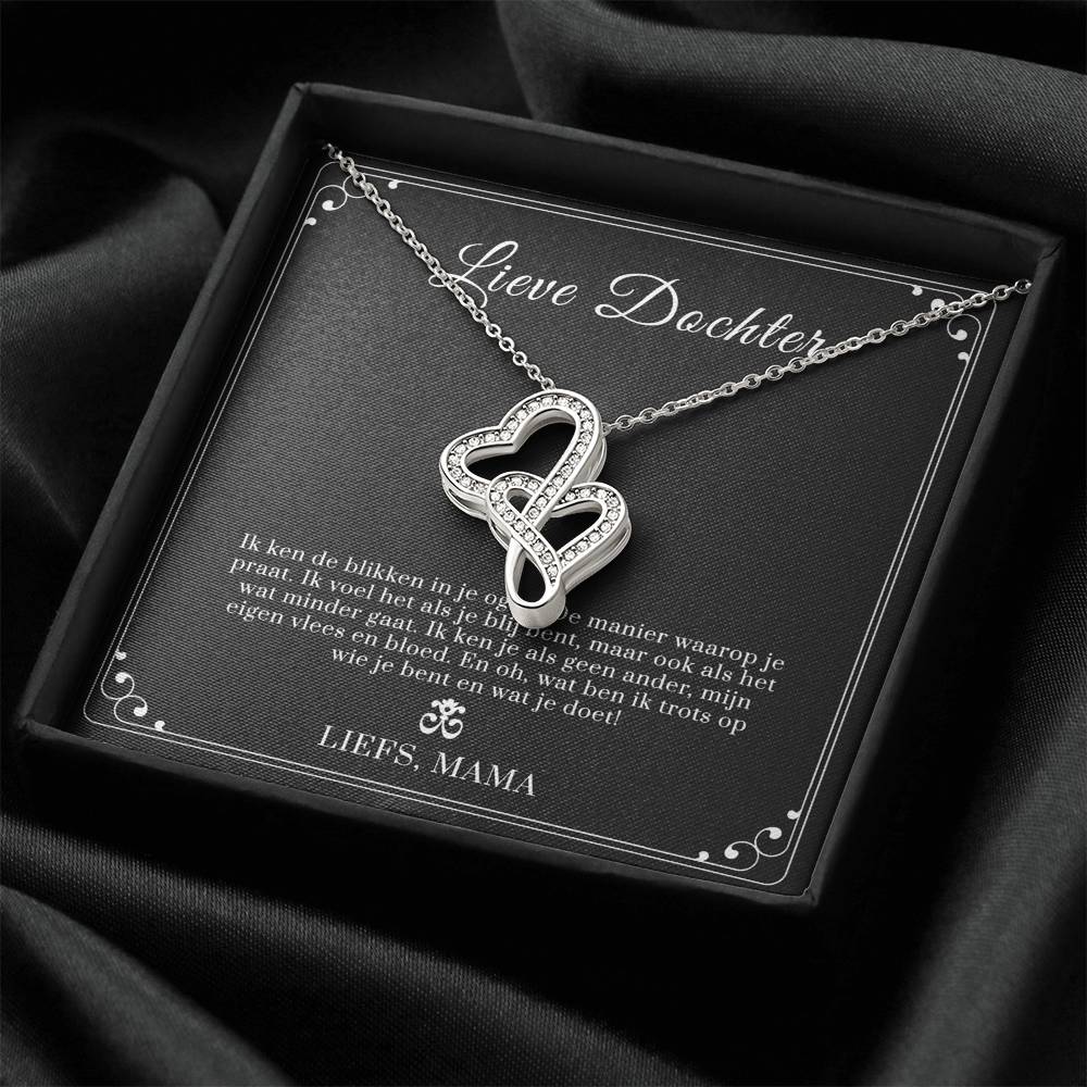Sweetest Hearts Necklace Pendant My Daughter Gift From Mom Birthday Gift For Daughter Present For Daughter To My Daugh Double Hearts Necklace