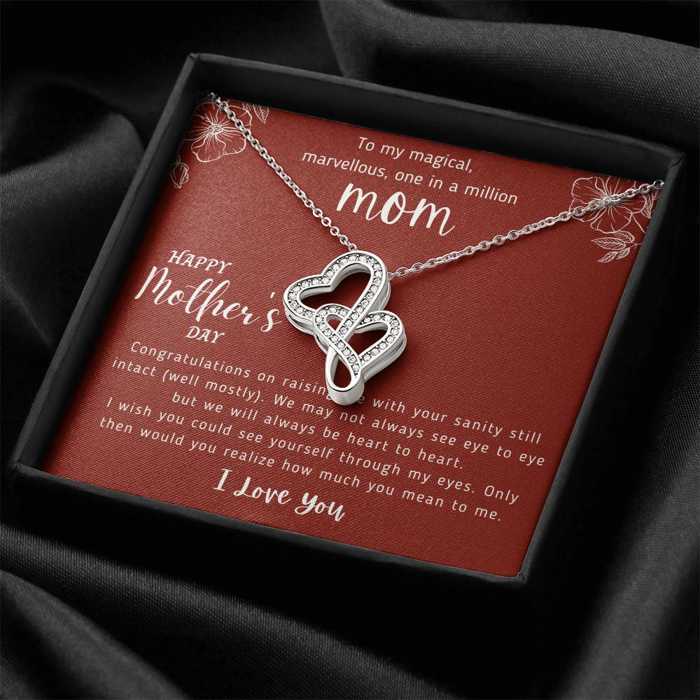 To My Magical Marvellous One In A Million Mom - Perfect Gift For Mother - Love Knot Necklace - Happy Mothers Day Gifts Double Hearts Necklace