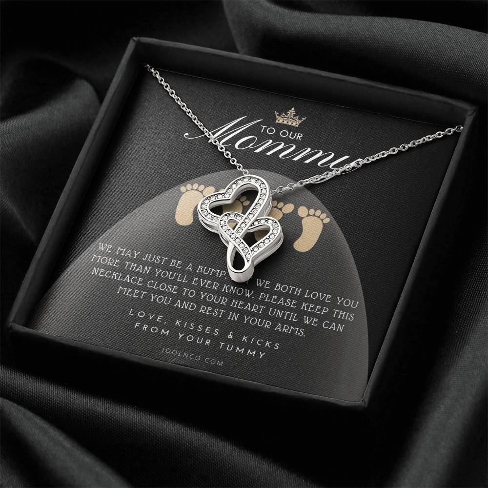 Twin Baby Gift Twins Baby Shower Future Mom Of Twins Twins Gender Reveal Twin Bump To Mom Gift From Twins Mothers Day Double Hearts Necklace