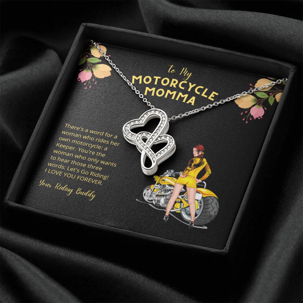 To My Motorcycle Momma • Let's Go Riding • Double Hearts Necklace