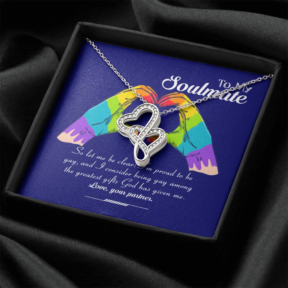 Pride Month Collection Lgbt Gay Lesbian Rainbow Pride Month Gift Double Hearts Necklace