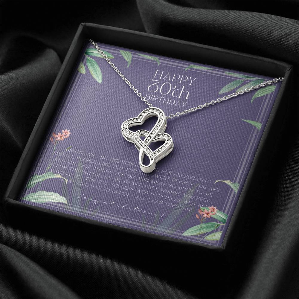 30Th Birthday Gifts For Women Necklace For Her 3 Decade Jewelry 30 Years Old 30Th Birthday Gift Necklace Jewelry Double Hearts Necklace