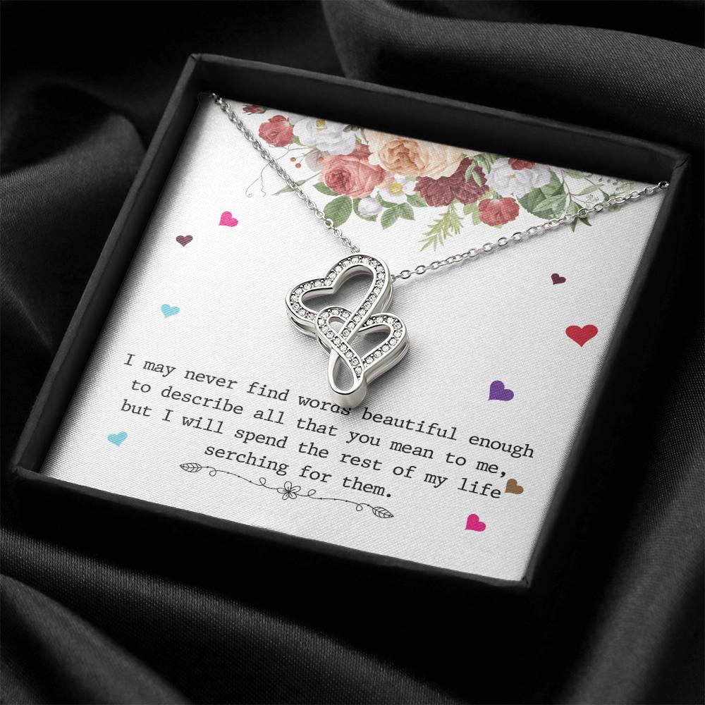 To My Wife Necklace - Anniversary Gift For Wife - Gift For Wife Double Hearts Necklace