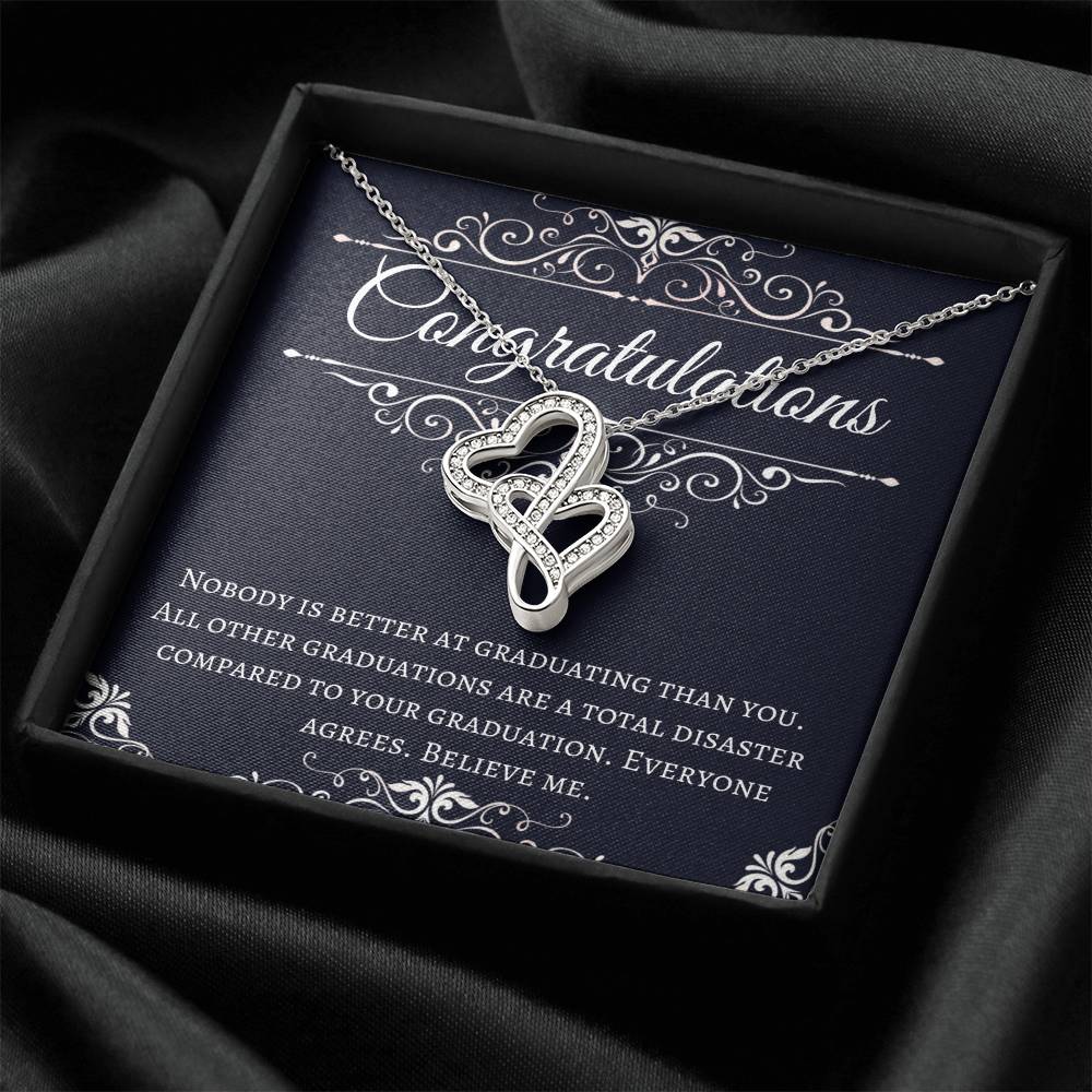 Funny Graduation Gift Double Hearts Necklace