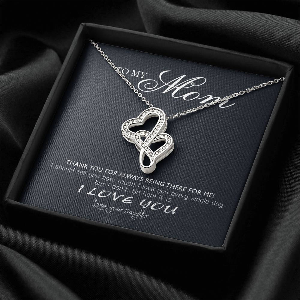 Perfect Gift For Mom Necklace - Mother's Day Gift For Mom Double Hearts Necklace