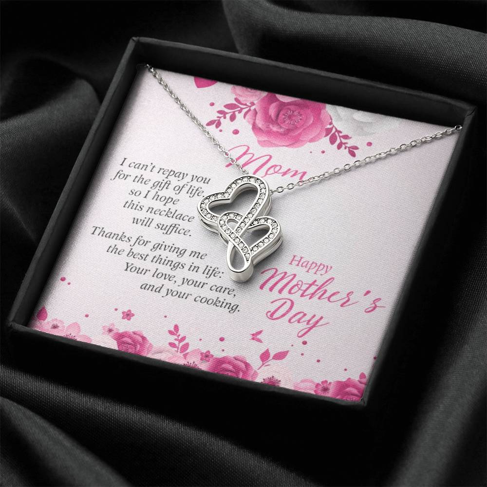 To My Mom Necklace Double Hearts Necklace