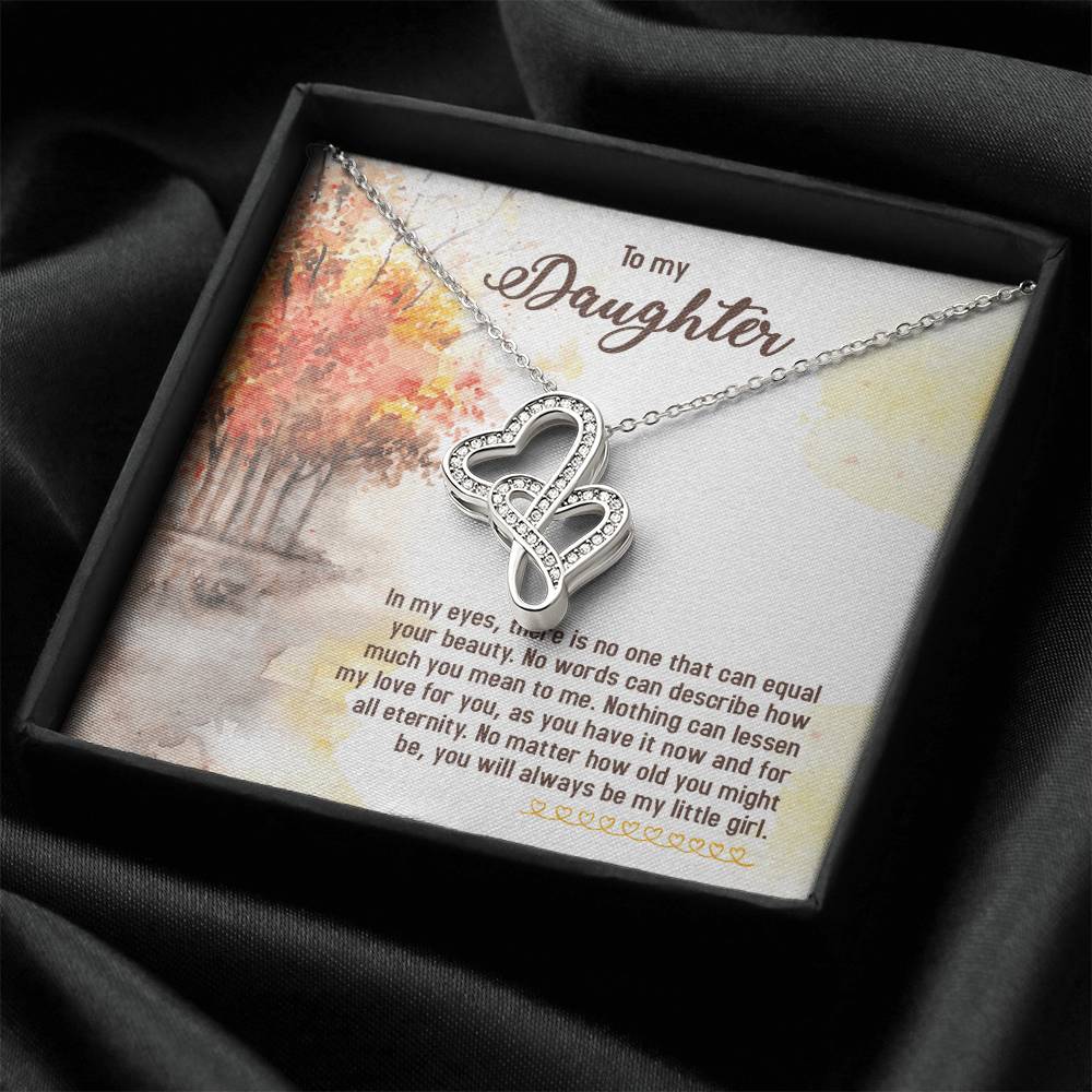 To My Daughter Necklace - Mom To Daughter Double Heart Necklace Gift - Mom And Daughter Always Remember Gift From Mom 3 Double Hearts Necklace