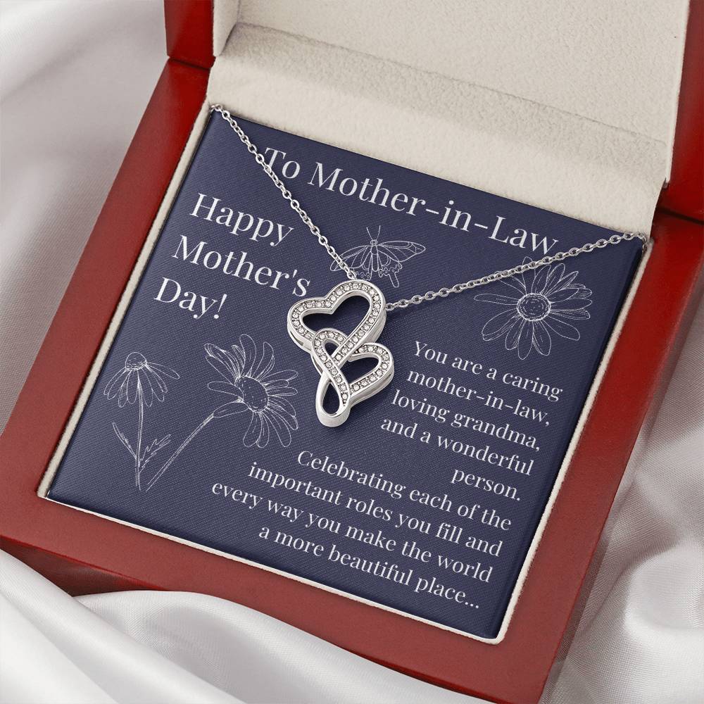 Mother-In-Law Mother's Day Double Hearts Necklace