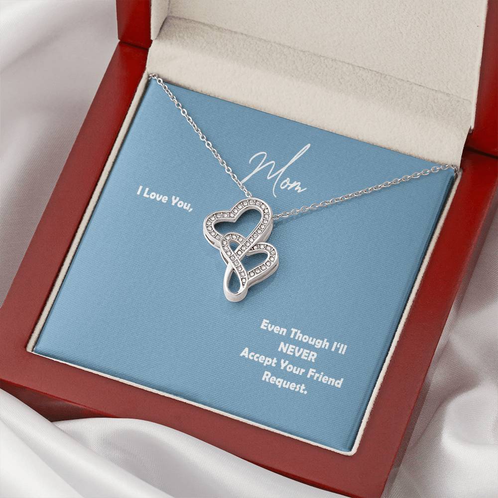 Mom - Friend Request Hearts Together Double Hearts Necklace