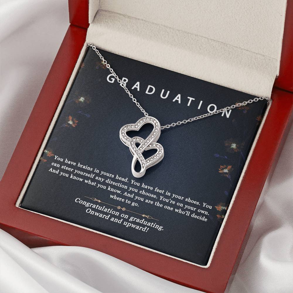 Graduation Gifts For Her Necklace - Best Gift For Her On Graduation Motivational Necklace New Grad Jewelry Gift Gradua Double Hearts Necklace