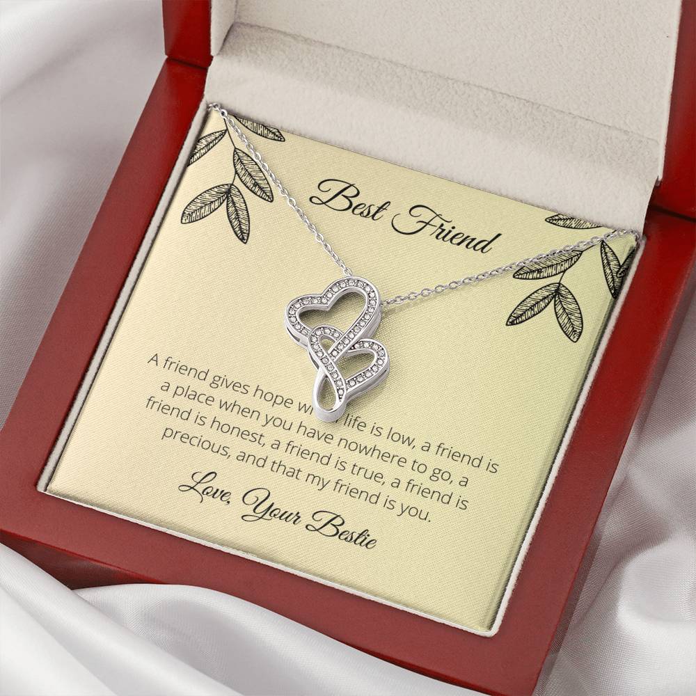A Friend Gives Hope When Life Is Low Double Hearts Necklace
