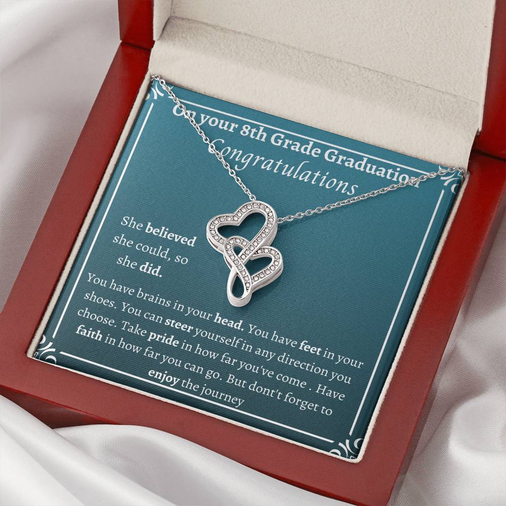 Double Heart 8Th Grade Graduation She Believed Double Hearts Necklace