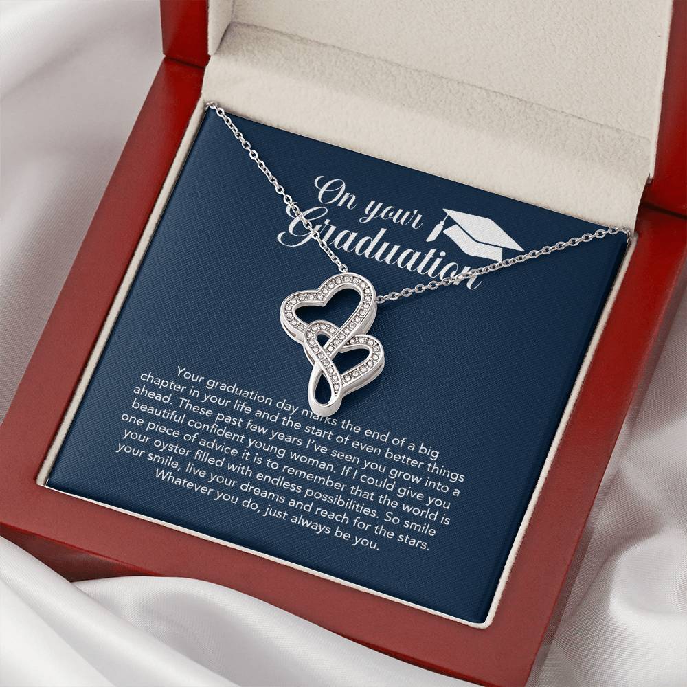 On Your Graduation - Katie - Congratulations - Love Mom And Dad - Sweethearts Necklace - Graduation Gift Necklace For Double Hearts Necklace