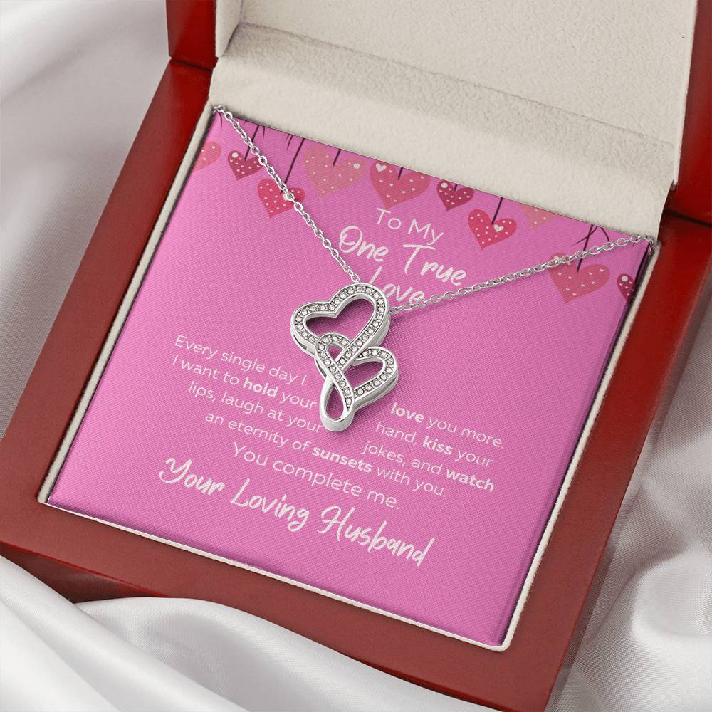 To My One True Love Necklace Double Hearts Necklace