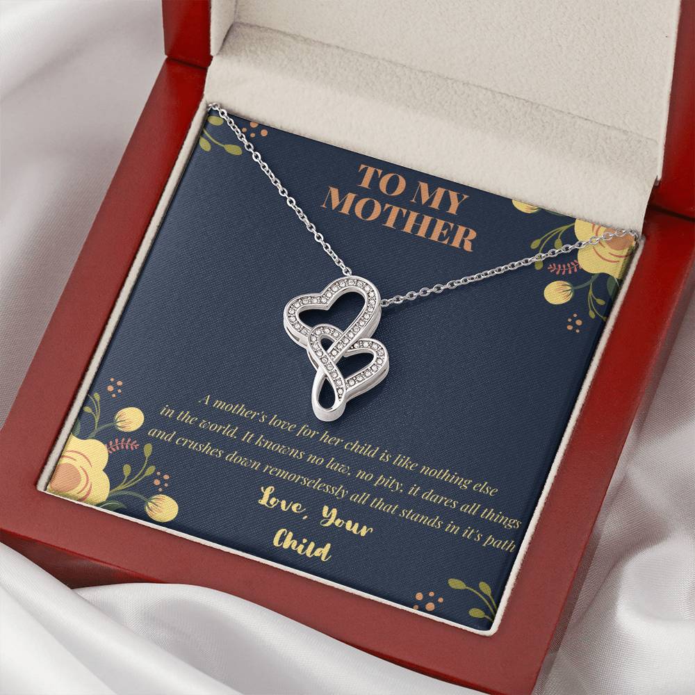 My Mom Gift Card No Pity No Law- Jewelry Double Hearts Necklace