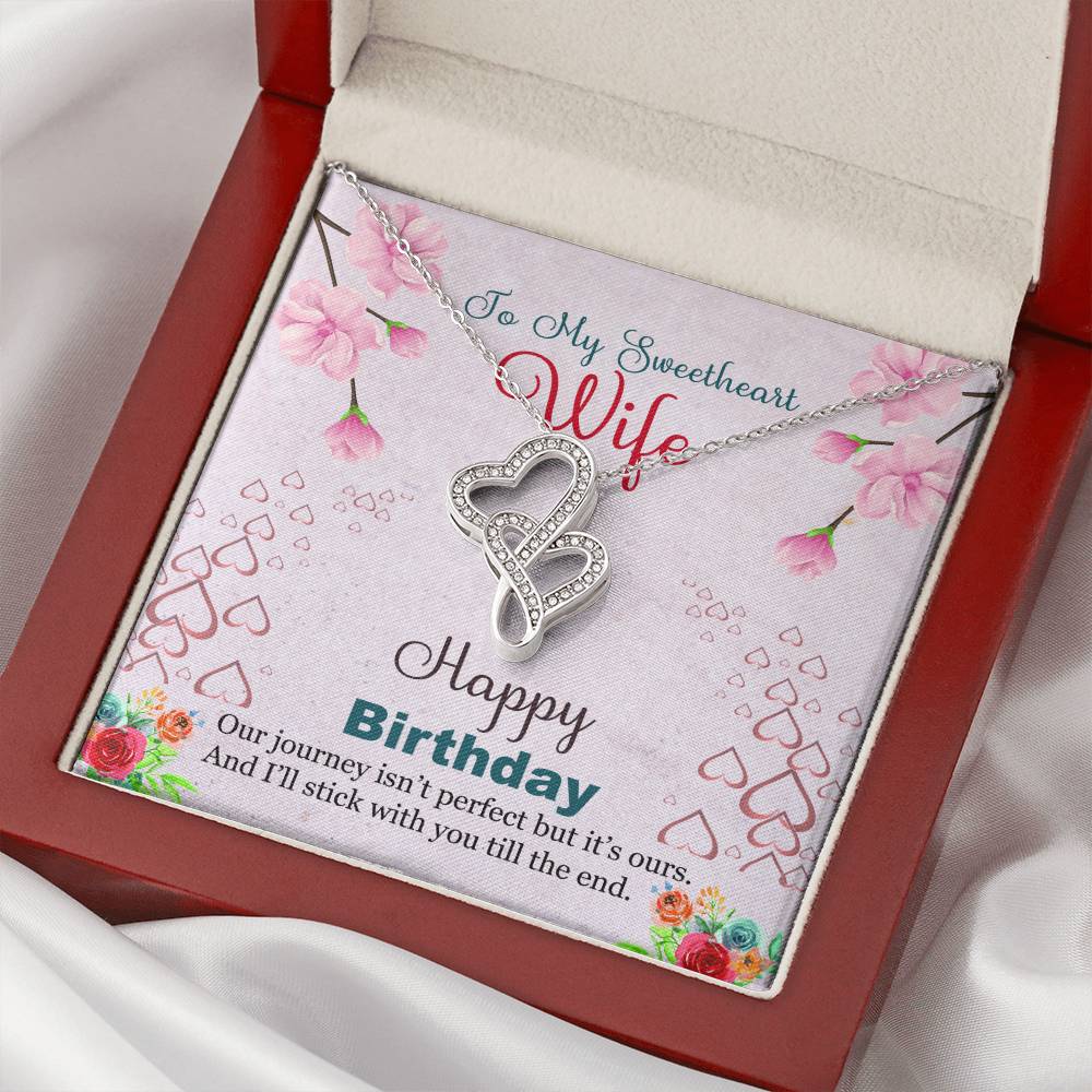 To My Sweetheart Wife Double Hearts Beautiful Necklace Gift For Wife. Husband Birthday Gift From Wife.Gift Double Hearts Necklace