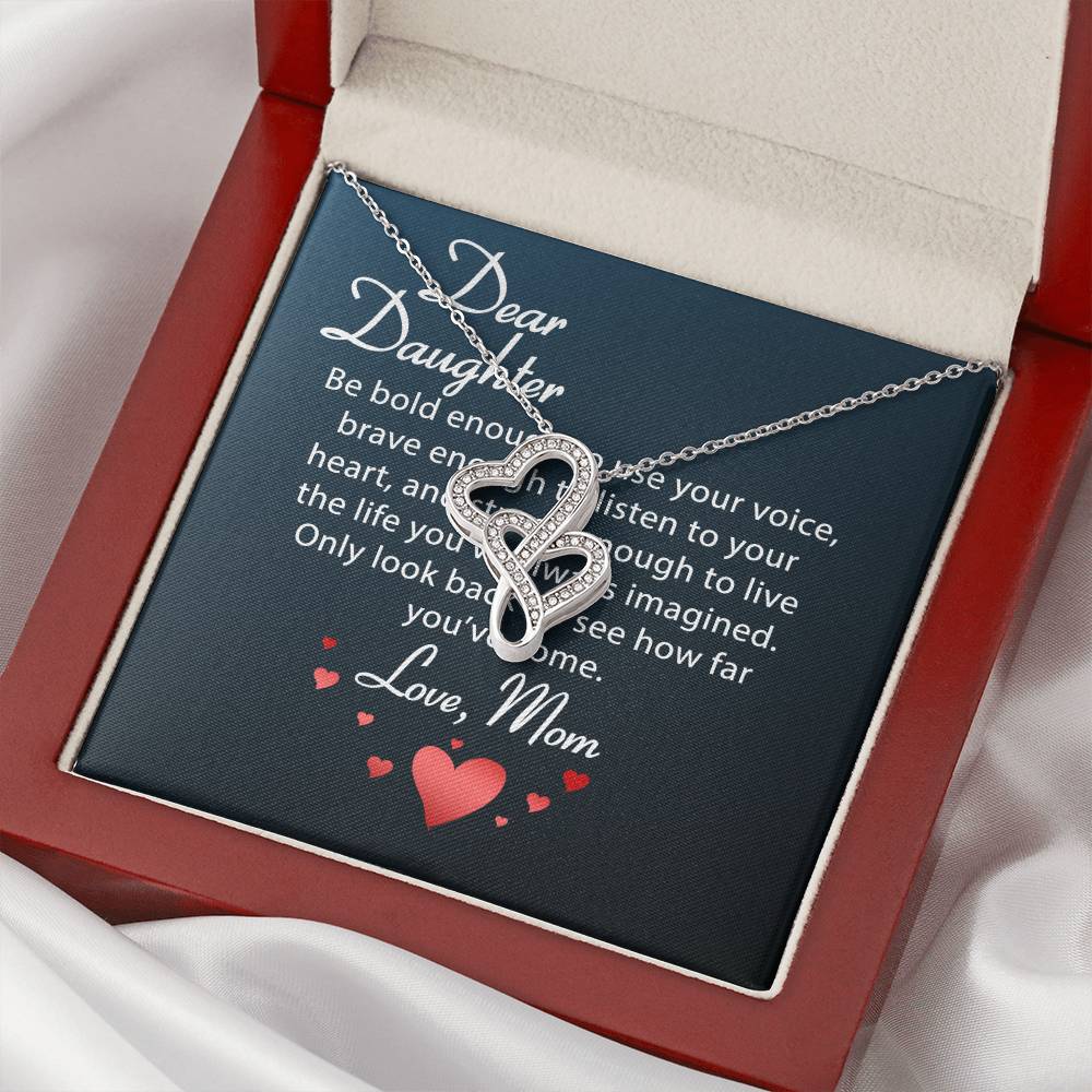To Daughter From Dad 2 Double Heart Necklace Gift - Daughter Gift - To My Daughter Necklace From Mom - To My Daughter Double Hearts Necklace