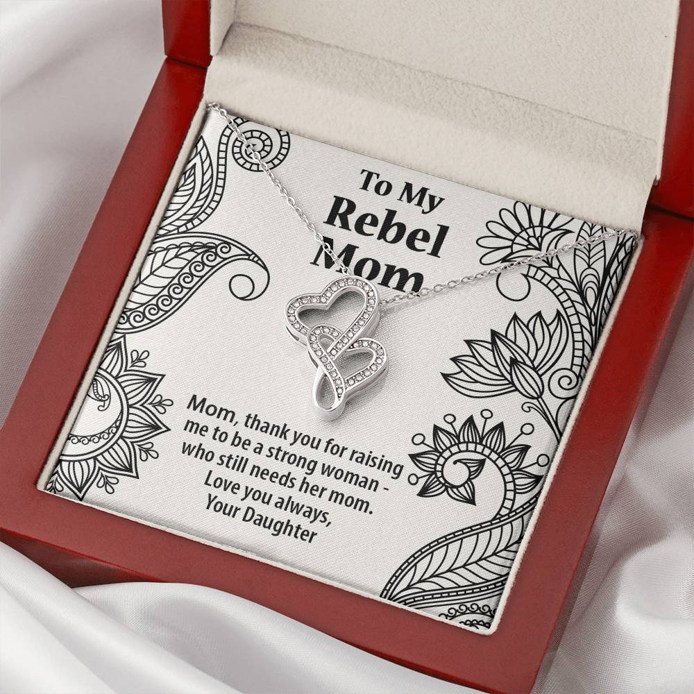Mother's Day Gift Rebel Mom From Daughter Double Hearts Necklace