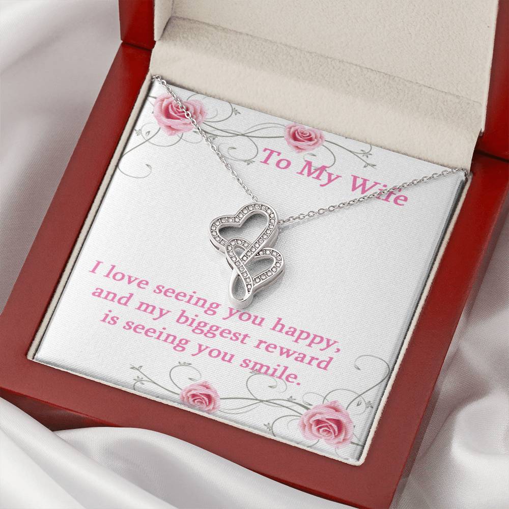 To My Wife Necklace - Anniversary Gift For Wife Birthday Gift For Wife Gift For Wife Necklace For Wife Gift For Wife B 3 Double Hearts Necklace