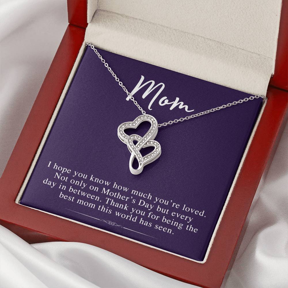 To My Mom - - Perfect Gift For Mothers Day Double Hearts Necklace