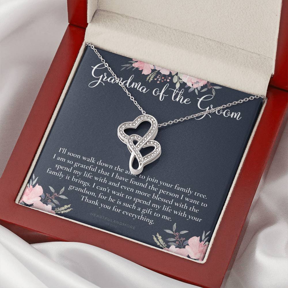 Grandmother Of The Groom Gift Necklace Grandma Wedding Gift Nana Bridal Shower Rehearsal Dinner Thank You Gift 3 Double Hearts Necklace